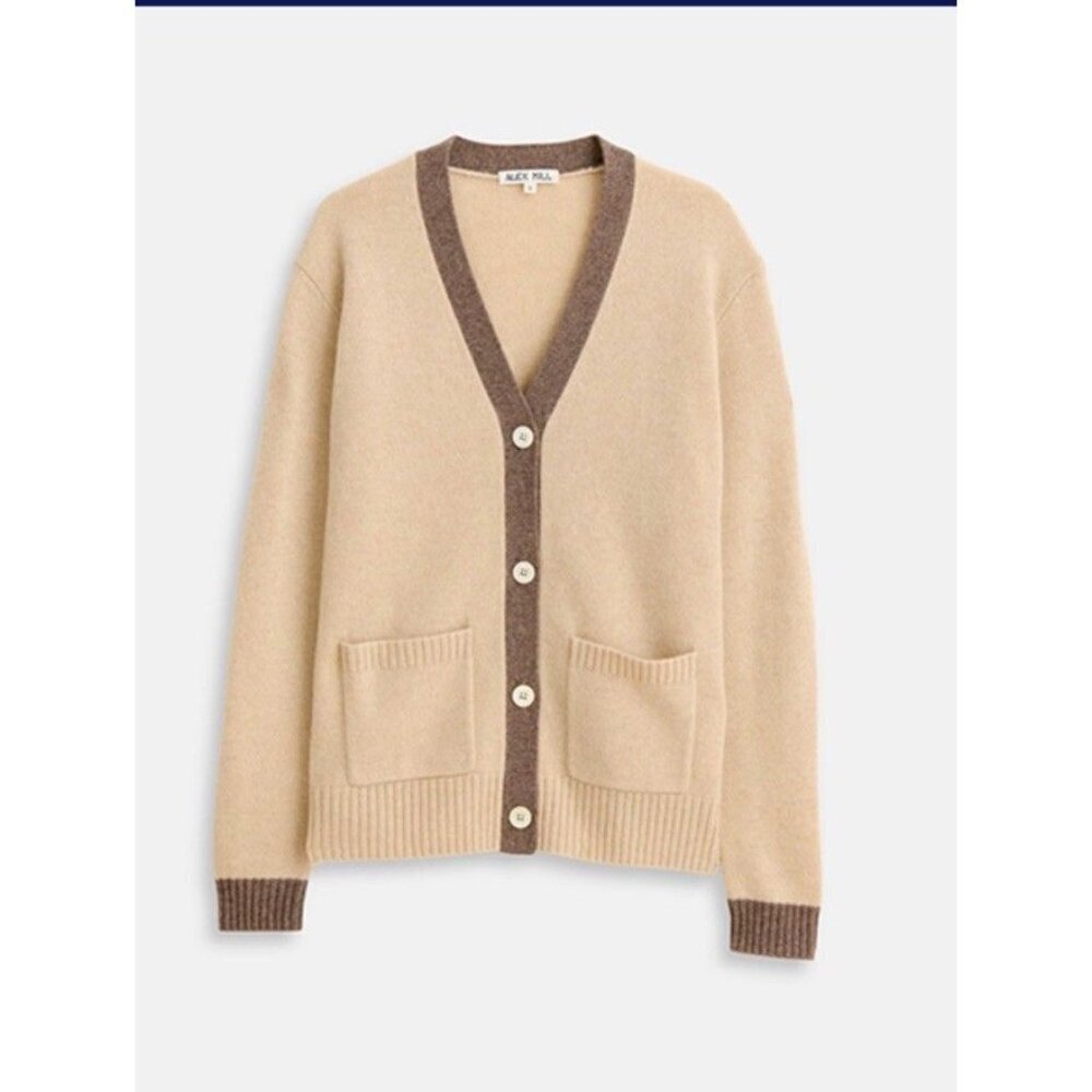 Alex Mill 100% Cashmere Roland Cardigan Sweater in Cream Tan Size Medium